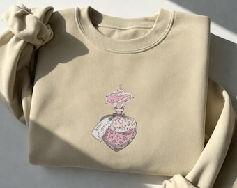 Love Potion Bottle Machine Embroidery Design, Amor Próprio Self-Love Embroidery File, Heart & Smoke Magic Potion Machine Embroidery Pattern