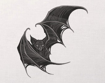 Bat Machine Embroidery Pattern, Gothic Black Bat Embroidery Design, PES Embroidery File, Halloween Theme Embroidery, Digital Embroidery File