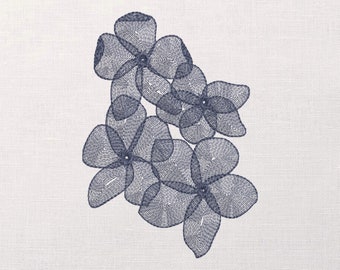 Transparent Openwork Flowers Machine Embroidery Design, Floral Embroidery Pattern, Summer Vibes Embroidery, Modern Embroidery For Tote Bag