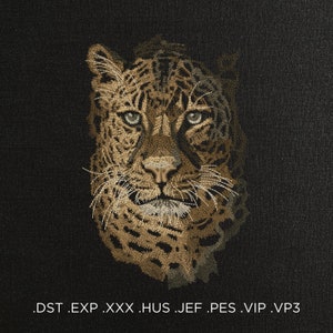 Cheetah on a black background Machine Embroidery Design - Leopard Embroidery Files - 6 Sizes - Instant Download