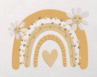 Rainbow machine embroidery design - Rainbow embroidery files for baby bed - 7 sizes - instant download