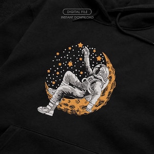 NASA Astronaut Machine Embroidery Design, Space Astronaut on Moon, Space Patch Embroidery File, Modern Space Embroidery Pattern