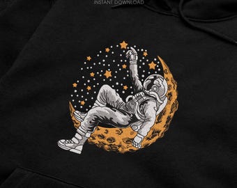 NASA Astronaut Machine Embroidery Design, Space Astronaut on Moon, Space Patch Embroidery File, Modern Space Embroidery Pattern