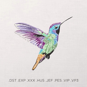 Hummingbird Machine Embroidery Design - Watercolor Embroidery Files - 6 Sizes - Instant Download