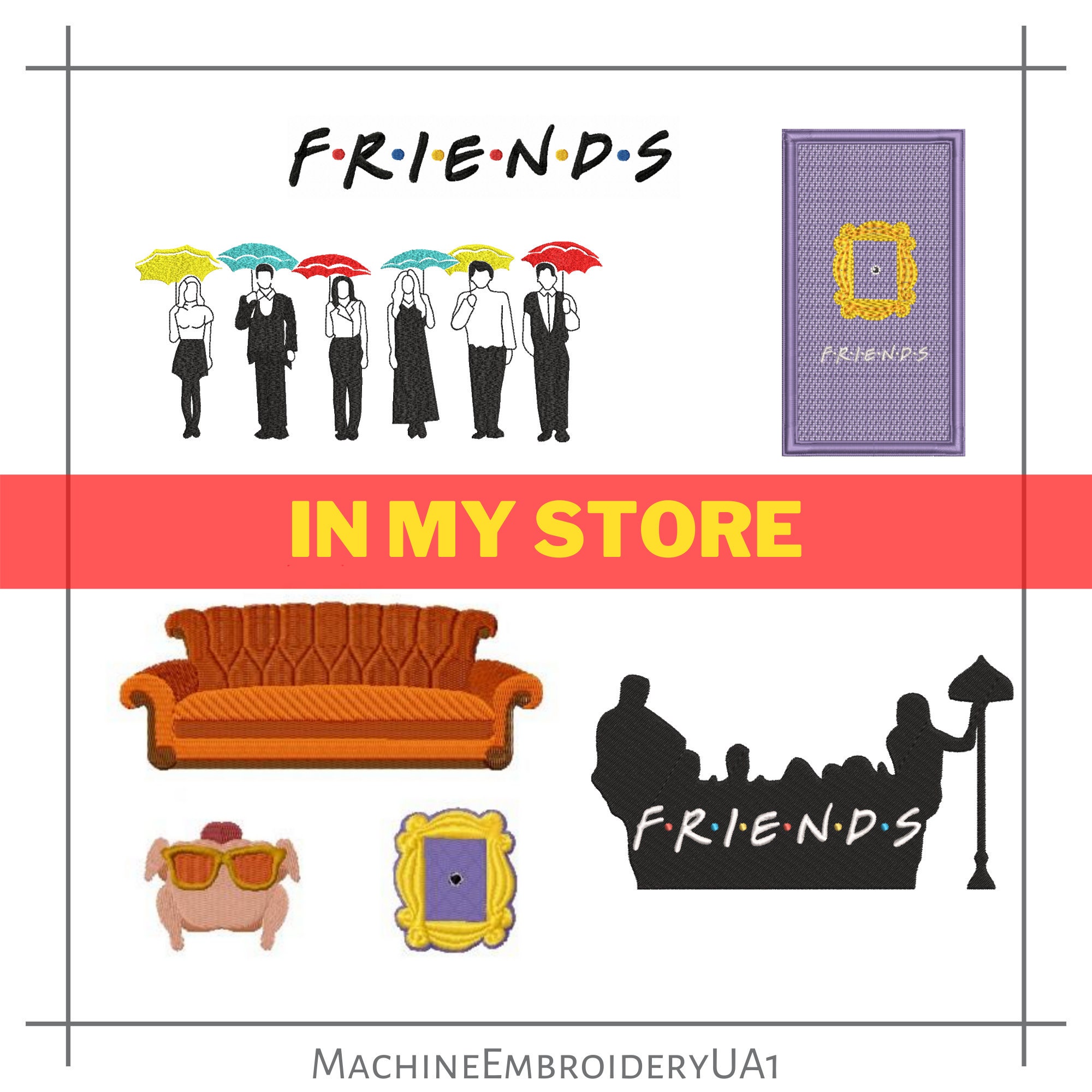 Friends embroidery design Gift idea Central Perk embroidary Etsy