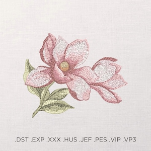 Magnolia Flower Machine Embroidery Design - Magnolia Flower Embroidery Files - 6 Sizes - Instant Download