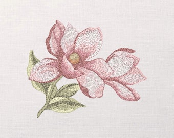 Magnolia Flower Machine Embroidery Design - Magnolia Flower Embroidery Files - 6 Sizes - Instant Download
