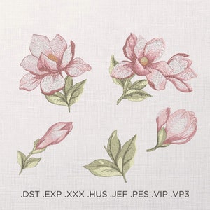 Magnolia Flower Machine Embroidery Design - Magnolia Flower Embroidery Files - 6 Sizes - Instant Download