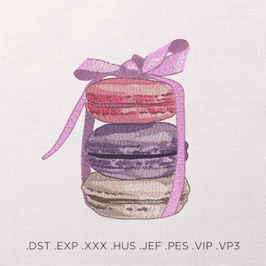 Macarons Machine Embroidery Design - Artistic Embroidery, Watercolor Embroidery - 7 Sizes - Instant Download