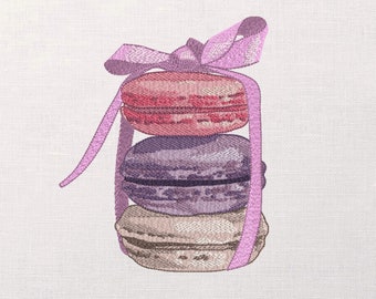 Macarons Maschinenstickerei Design - Künstlerische Stickerei, Aquarellstickerei - 7 Größen - Sofortiger Download