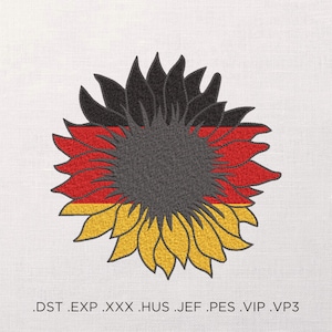 Flag of Germany, GermanySymbol, GermanySunflower Machine Embroidery Design - 9 sizes - Instant Download