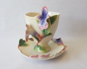 「フォション」のフェーブ 4個セットフランス製 Franz Sage Teacup and Saucer, FZ00457. Jingdezhen, Jiangxi