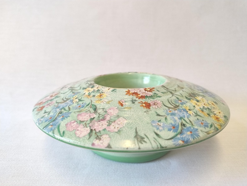 Rare! Shelley Melody Centrepiece. Chintz. Green Line. Pattern 8909. image 1