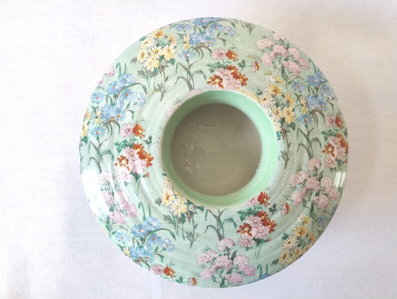 Rare! Shelley Melody Centrepiece. Chintz. Green Line. Pattern 8909. image 6