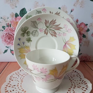 Shelley Columbine Trio.  Fine Bone China.  Teacup, Saucer & Side Plate.  The Foley, Fenton, Stoke-on-Trent, Staffordshire, England
