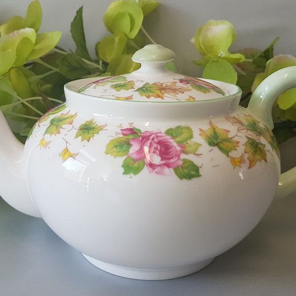 Shelley Pink Rose 3-Cup Teapot.  The Foley, Fenton, Stoke-on-Trent, Staffordshire, England.