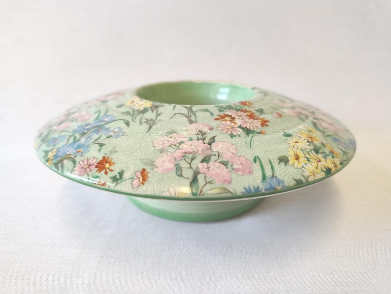 Rare! Shelley Melody Centrepiece. Chintz. Green Line. Pattern 8909. image 3