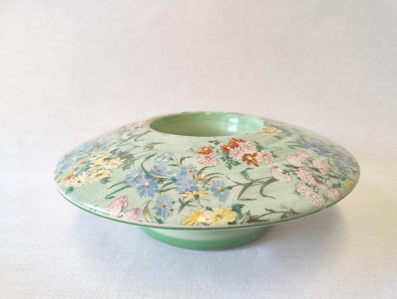 Rare! Shelley Melody Centrepiece. Chintz. Green Line. Pattern 8909. image 2