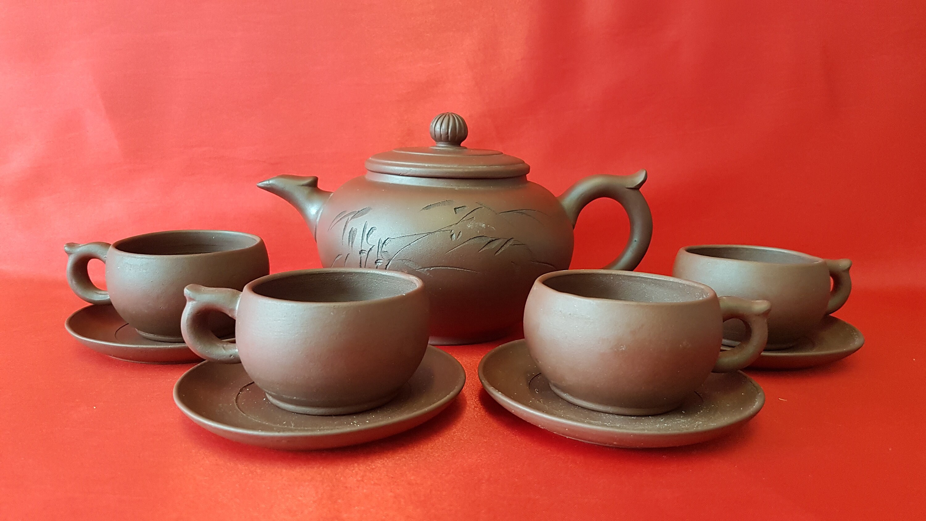 Yixing Zisha purple Sand Tea Set. Teapot Teacups and Etsy UK