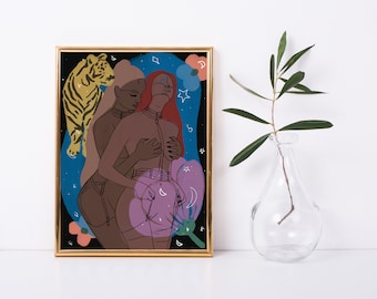 Star Crossed Lovers - Arte lésbico - Arte digital - Orgullo lésbico - Decoración del hogar- Regalos lésbicos - Arte feminista - Artista feminista