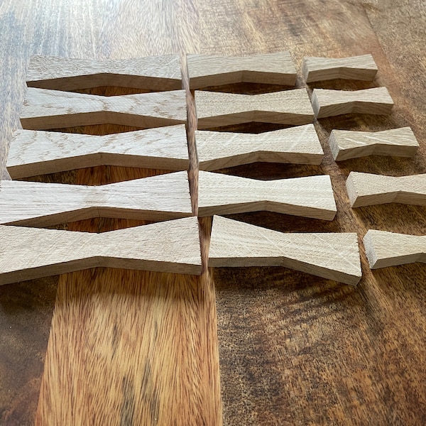 Oak Bow Tie Inlay 15 pack, small medium and large, hardwood