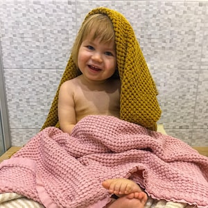 Toalha de banho waffle de linho grande, Toalha de banho waffle de bebê, Toalha de banho de linho,