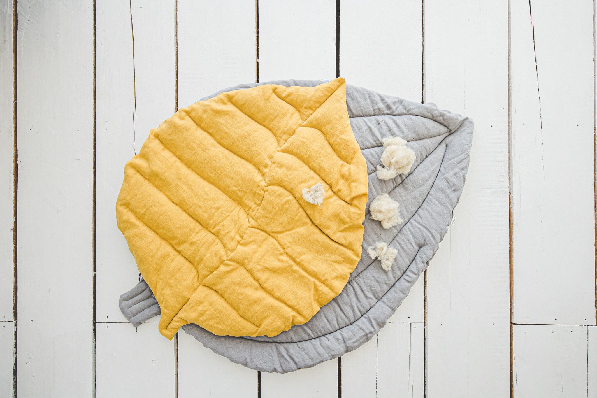 Large Play Mat Leaf Padded Baby Play Mat Linen Baby Play Rug Etsy
