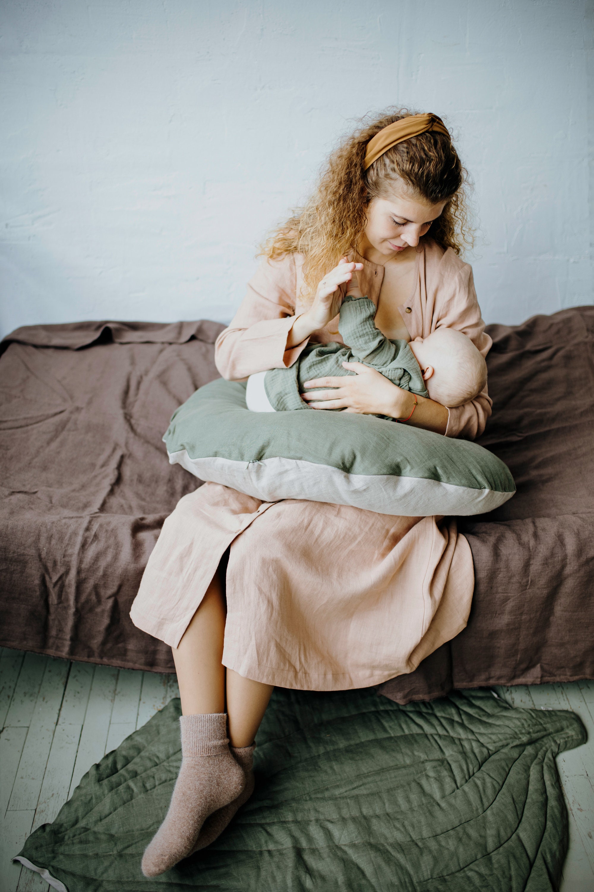 Baby Nursing Pillow From Natural Linen Baby Support Pillow Etsy UK