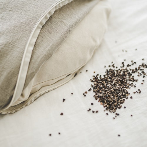 Buckwheat hulls nursing pillow, linen breastfeeding shops pillow with buckwheat husk, natural baby support pillow with cover