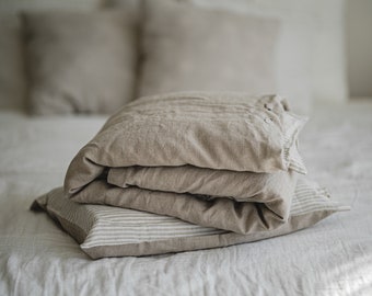 Organic Linen Bedding Set, Rustic Linen Duvet Cover And Pillow Case
