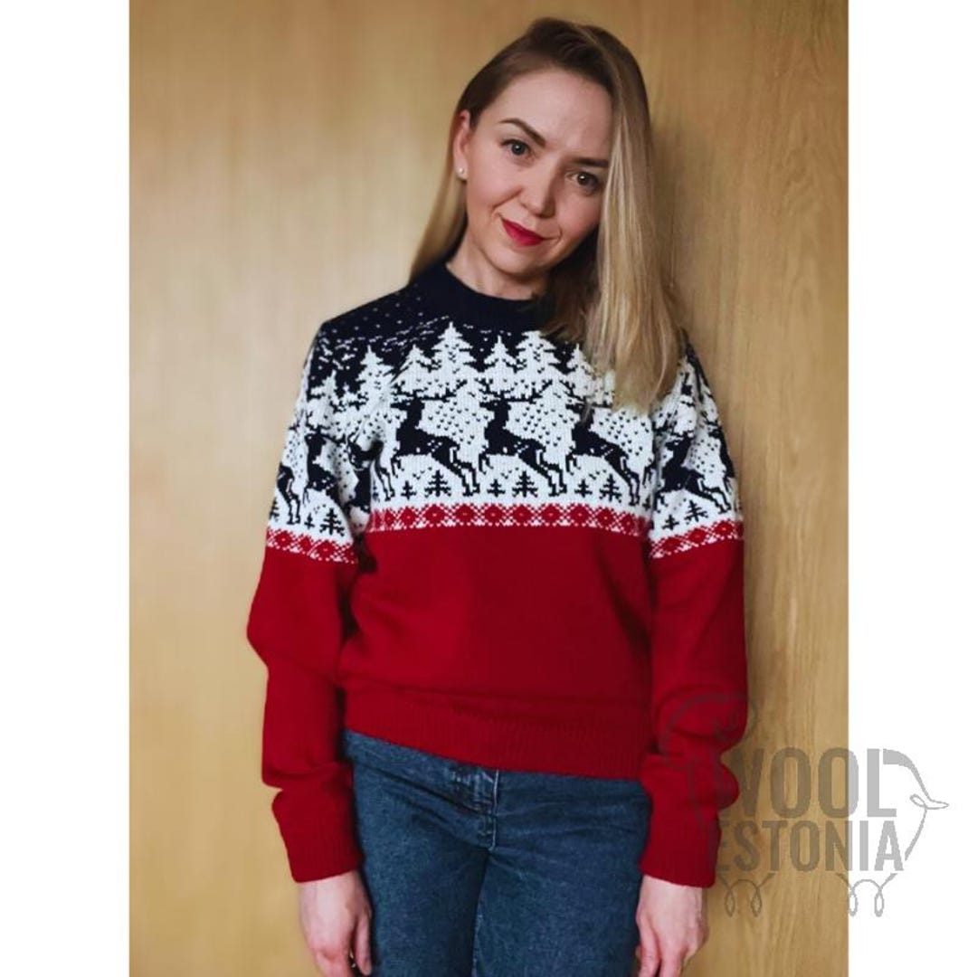Wool Jumper: Winter Forest Deer Pattern - Woolestonia - Etsy