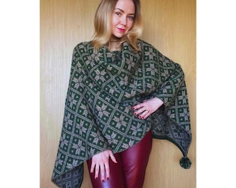 New Zealand Wool Poncho: Multifunctional Cape Shawl