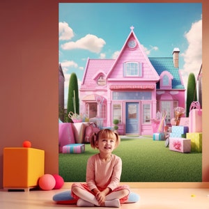 8x10 ft Barbie Dollhouse Wallpaper Sfondo Studio 8x10 Barbie Poster Barbie Dream House Carta da parati Barbie Poster da parete 8x10ft Murale da parete