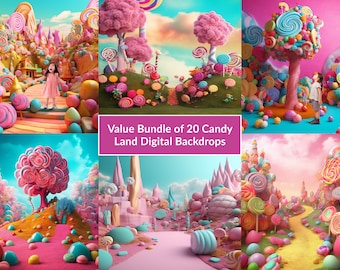 Value Background Bundle Candy Land Backdrop Princess Castle Backdrop Fairy Tale Magical Forest Background Kid Portrait Photoshop Overlay