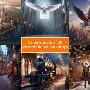 Value Digital Background Bundle Wizard School Backdrop Magic Castle Background Studio Photoshop Overlay Kids Halloween Backdrop Birthday