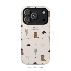 Christian Phone Case, Western Cowboy Boots Pattern, Walk by Faith