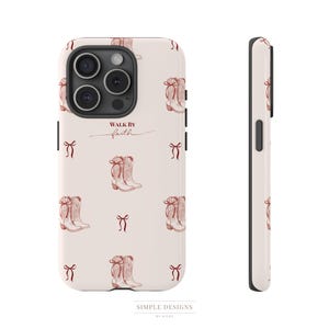 Christian Phone Case, Walk By Faith Western Boots Phone Case, Cute Cowgirl Aesthetic, Christian Inspirational Phone Cover image 10
