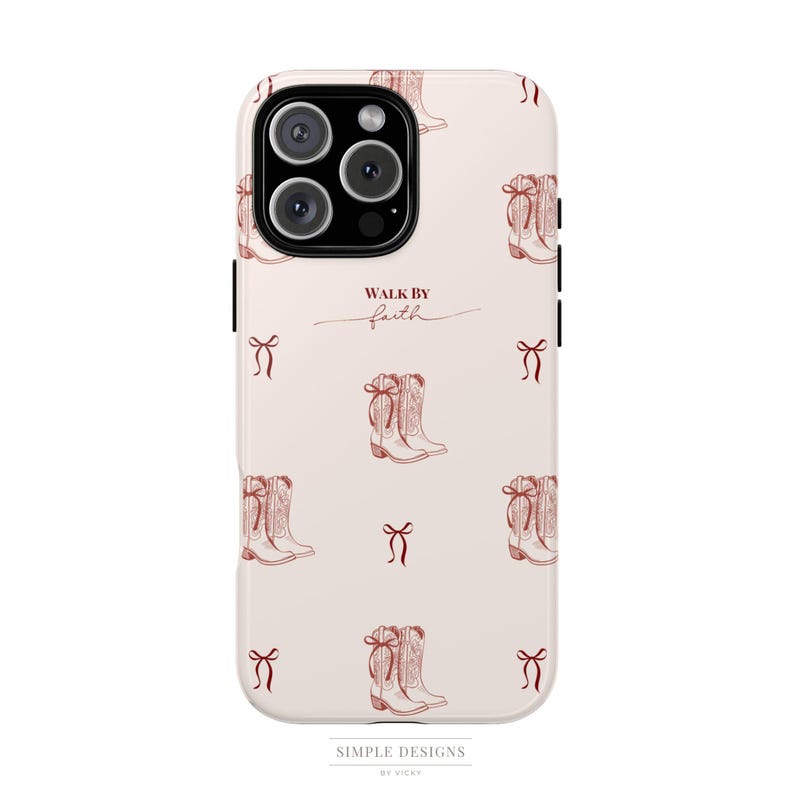 Christian Phone Case, Walk By Faith Western Boots Phone Case, Cute Cowgirl Aesthetic, Christian Inspirational Phone Cover image 9