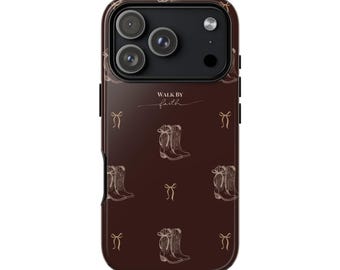 Cowboy Boots Pattern Phone Case | Tough Brown Protective Case