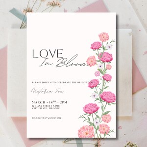 Sjabloon bloemen vrijgezellenfeest | Uitnodiging vrijgezellenfeest | Uitnodiging bruiloft | Afdrukbare bruidsuitnodiging | Canvassjabloon
