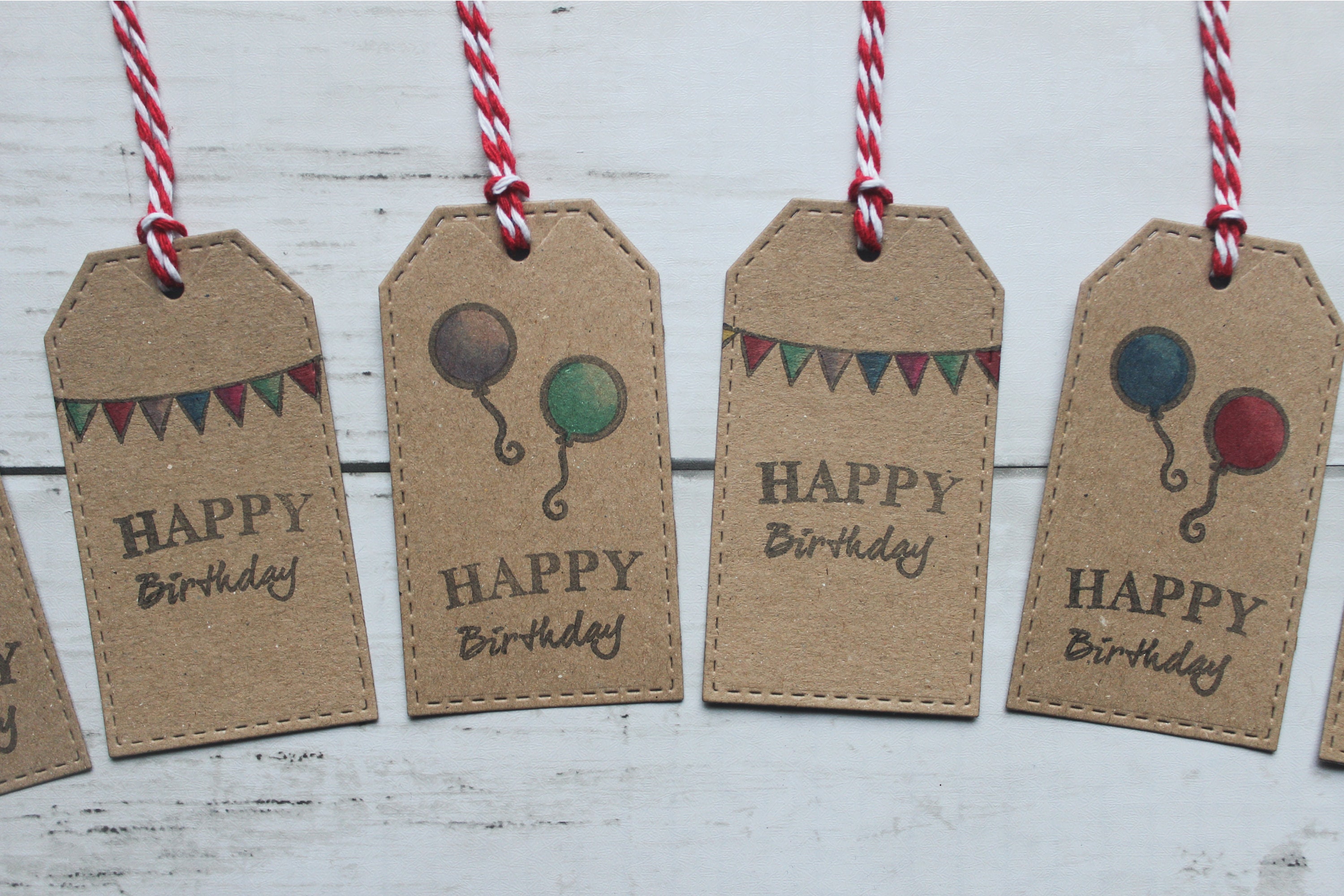 pack-of-6-happy-birthday-gift-tags-with-hand-coloured-stamped-etsy