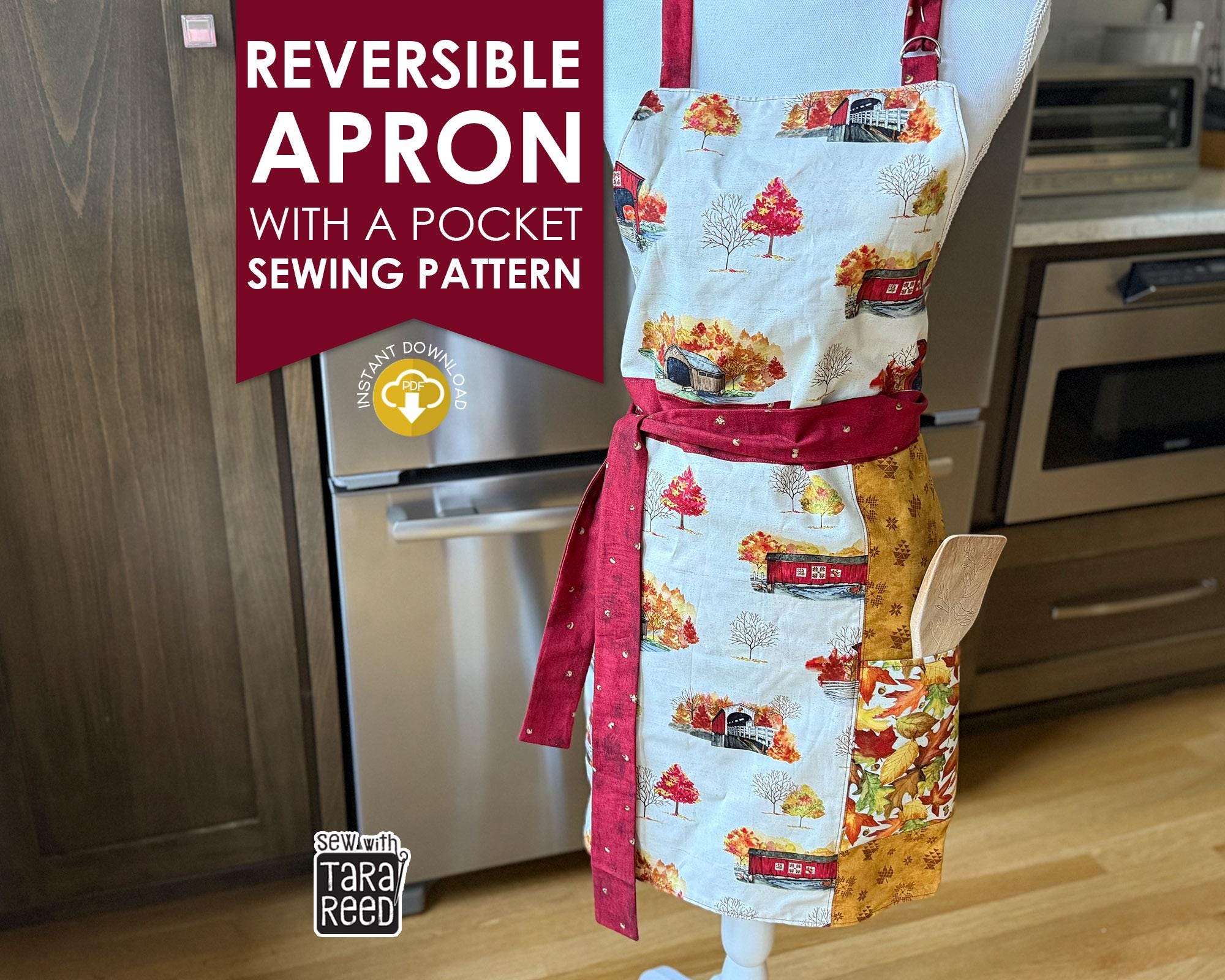 リバーシブルエプロンの縫製パターン（デジタルダウンロード） - Etsy 日本