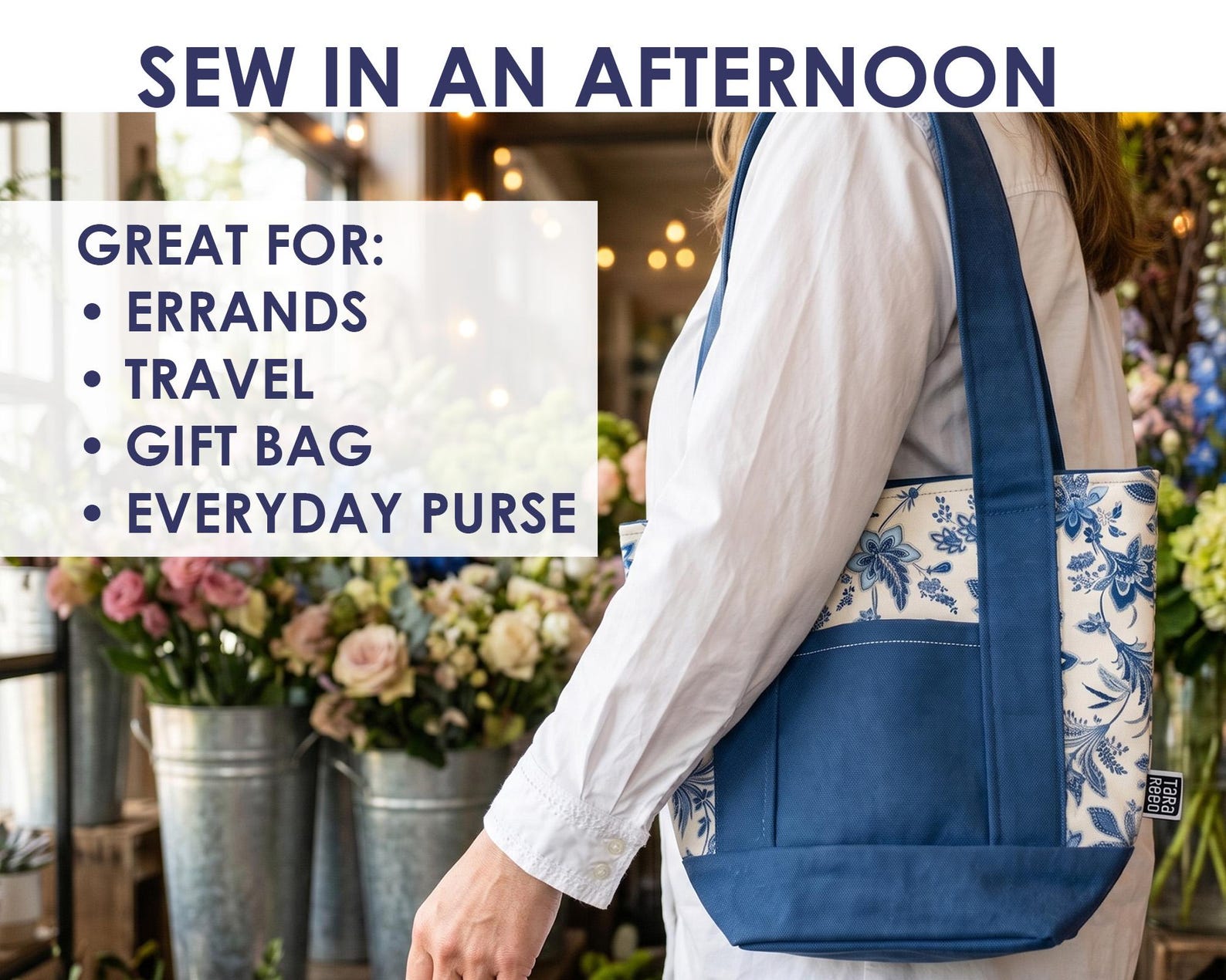 Canvas Tote Bag Sewing Pattern With Pockets - Small Everyday Bag PDF ...