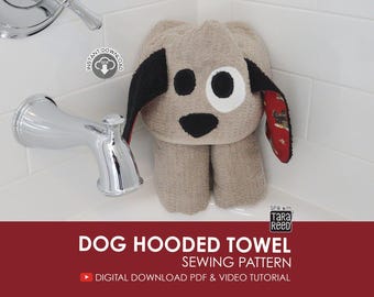 Modello di cucito per asciugamano con cappuccio per cani (download digitale PDF)