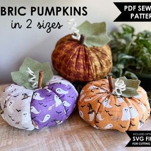 Fabric Pumpkin Sewing Pattern in 2 sizes - PDF PDF Sewing Pattern Patchwork Pumpkins | Cricut Sewing Pattern