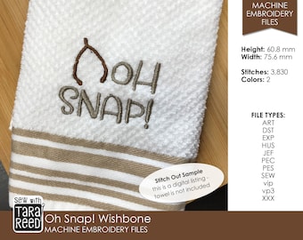 Oh Snap! Wishbone Machine Embroidery Design for Thanksgiving or Christmas