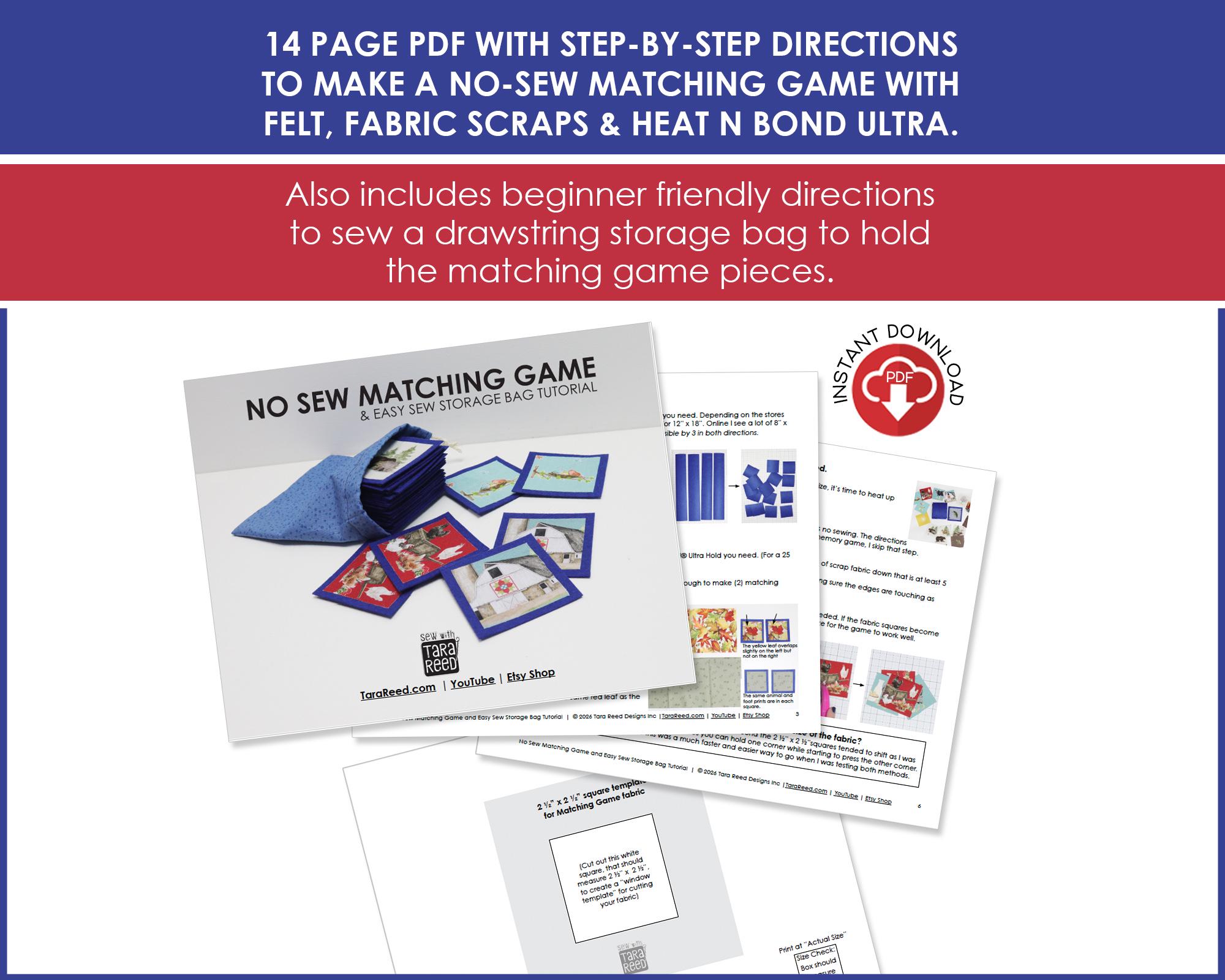 No-sew Matching Game Pattern (instant Download) - Etsy