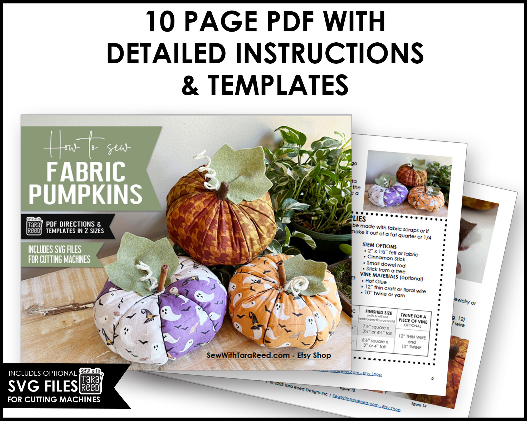 Fabric Pumpkin Sewing Pattern in 2 Sizes With SVG Cut Files (PDF ...