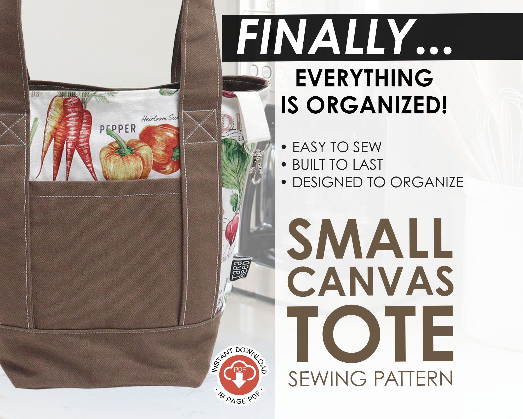 Canvas Tote Bag Sewing Pattern With Pockets - Small Everyday Bag PDF ...