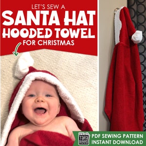 Molde de toalha com capuz faça você mesmo em PDF para o Natal - Download instantâneo - Molde de costura em PDF